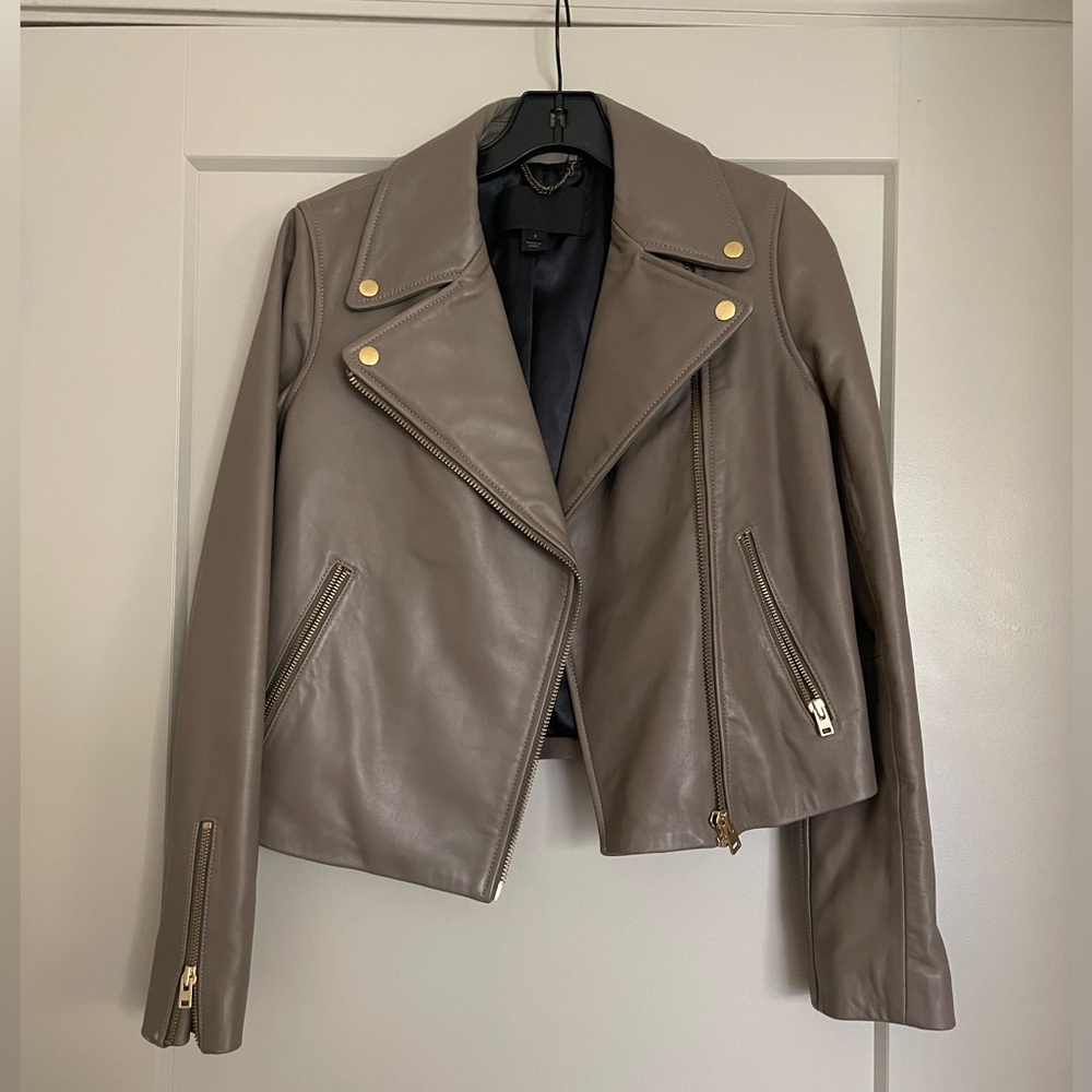 Jcrew leather gray/taupe jacket size 4